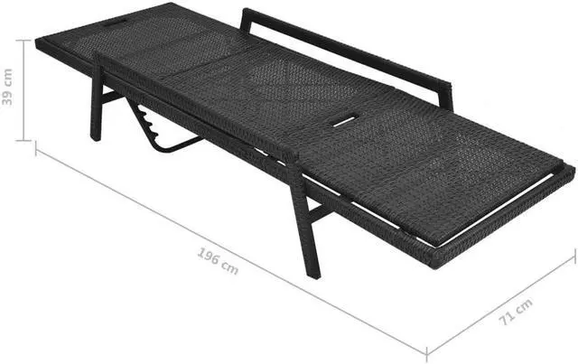 Alt view image 12 of 14 - vidaXL Sun Lounger with Cushion Poly Rattan Black