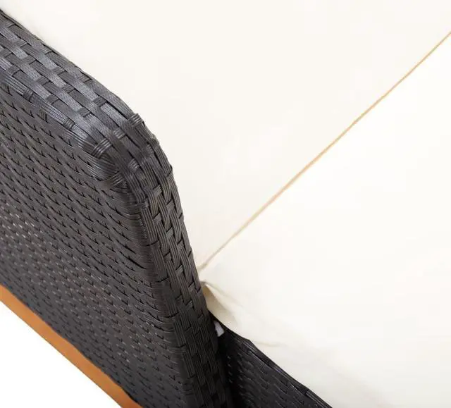 Alt view image 14 of 14 - vidaXL Sun Lounger Poly Rattan and Solid Acacia Wood Black