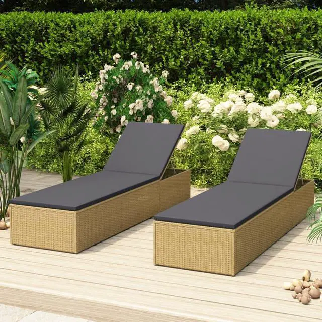 Alt view image 7 of 13 - vidaXL Sunlounger Poly Rattan Brown and Dark Gray