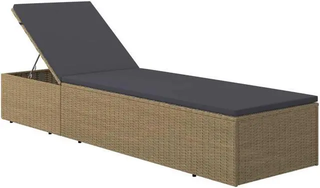 Alt view image 8 of 13 - vidaXL Sunlounger Poly Rattan Brown and Dark Gray