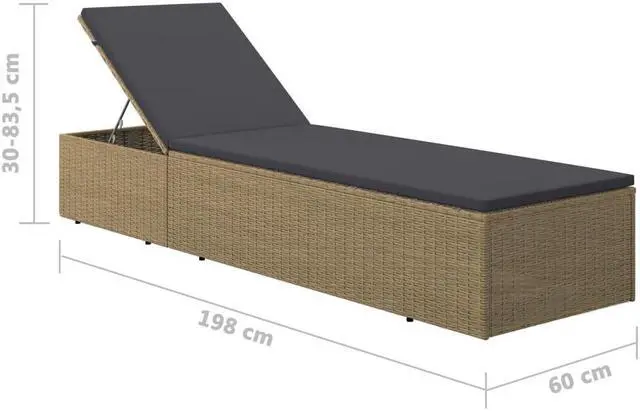 Alt view image 10 of 13 - vidaXL Sunlounger Poly Rattan Brown and Dark Gray
