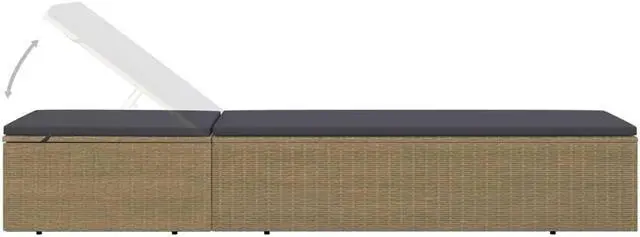 Alt view image 9 of 13 - vidaXL Sunlounger Poly Rattan Brown and Dark Gray