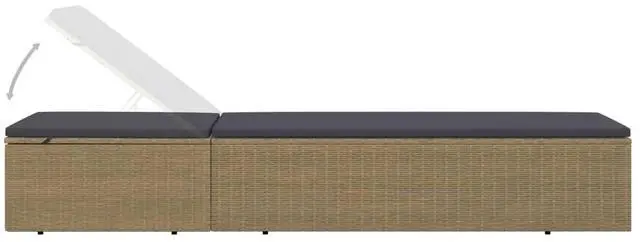Alt view image 12 of 13 - vidaXL Sunlounger Poly Rattan Brown and Dark Gray