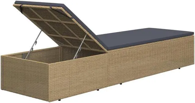 Alt view image 11 of 13 - vidaXL Sunlounger Poly Rattan Brown and Dark Gray
