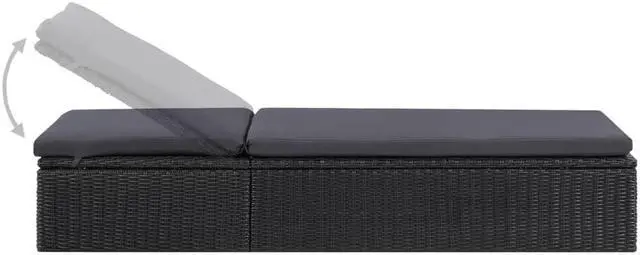Alt view image 8 of 11 - vidaXL Sunlounger Poly Rattan Black and Dark Gray
