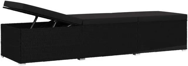 Alt view image 6 of 6 - vidaXL Patio Sun Lounger Pool Sunbed with Tea Table 3 Piece Poly Rattan Black