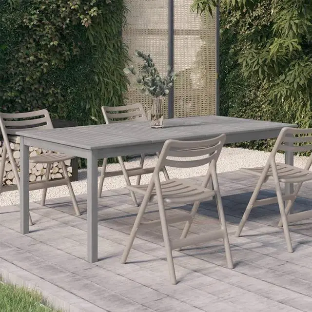 Alt view image 5 of 10 - vidaXL Patio Table Gray 78.7"x39.4"x29.5" Solid Wood Acacia
