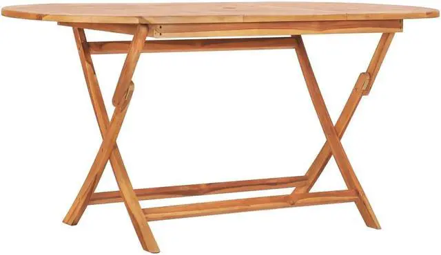 Alt view image 6 of 10 - vidaXL Solid Teak Wood Folding Patio Table Weather Resistant 62.9" Dining