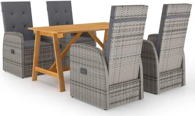 Main image of vidaXL Patio Dining Set 5 Piece Patio Table and Chairs Conversation Set Gray