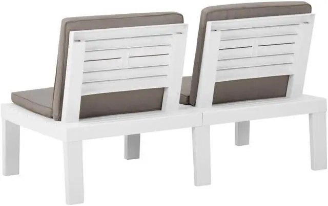 Alt view image 5 of 7 - vidaXL Patio Furniture Set 3 Piece Patio Bench Chair with Table Plastic White