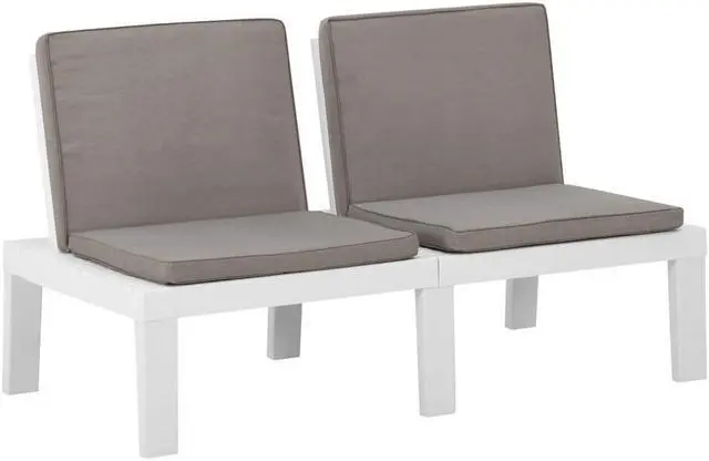 Alt view image 7 of 7 - vidaXL Patio Furniture Set 3 Piece Patio Bench Chair with Table Plastic White