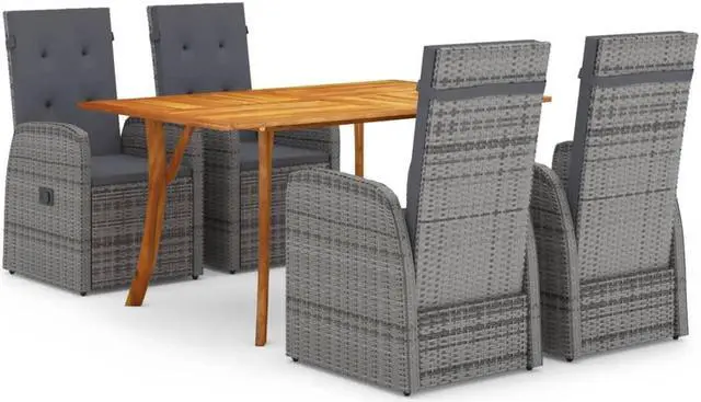 Main image of vidaXL Patio Dining Set Outdoor Dining Set Table and Chair Set 5 Piece Gray