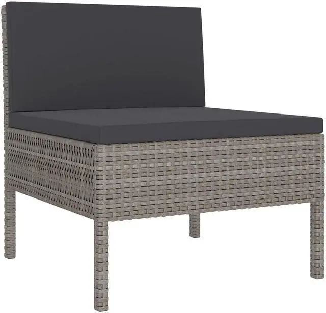 Alt view image 3 of 5 - vidaXL Garden Lounge Set Patio Sectional Sofa Couch 12 Piece Poly Rattan Gray