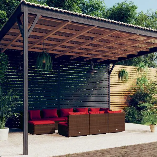 Main image of vidaXL Patio Lounge Set Outdoor Sectional Sofa Set 10 Piece Brown Poly Rattan