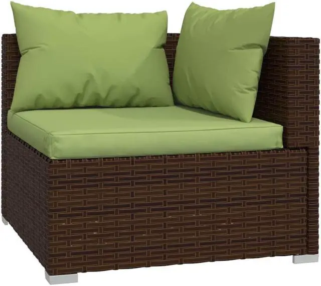 Alt view image 3 of 6 - vidaXL Patio Lounge Set Outdoor Sectional Sofa Set 5 Piece Poly Rattan Brown