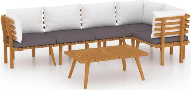 Alt view image 2 of 6 - vidaXL Patio Sofa Set Sectional Sofa Patio Furniture 6 Piece Solid Wood Acacia