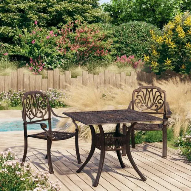 Main image of vidaXL Bistro Set Table and Chair Bistro Table 3 Piece Cast Aluminum Bronze