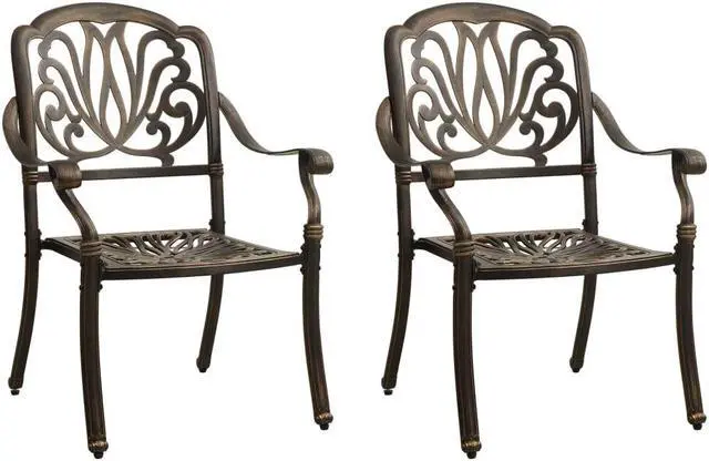 Alt view image 3 of 7 - vidaXL Bistro Set Table and Chair Bistro Table 3 Piece Cast Aluminum Bronze