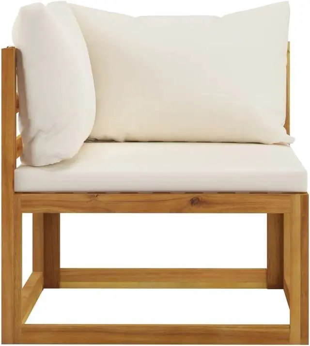 Alt view image 6 of 7 - vidaXL Patio Lounge Set Sectional Sofa with Cushion Cream Solid Acacia Wood