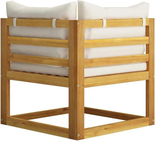 Alt view image 7 of 7 - vidaXL Patio Lounge Set Sectional Sofa with Cushion Cream Solid Acacia Wood