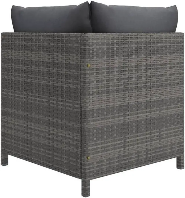 Alt view image 5 of 7 - vidaXL Patio Lounge Set 5 Piece Sectional Sofa with Cushions Poly Rattan Gray