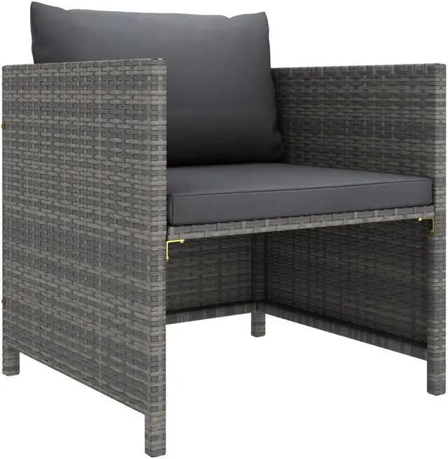 Alt view image 6 of 7 - vidaXL Patio Lounge Set 5 Piece Sectional Sofa with Cushions Poly Rattan Gray