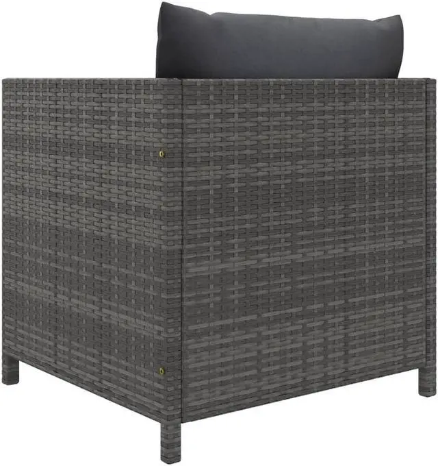 Alt view image 7 of 7 - vidaXL Patio Lounge Set 5 Piece Sectional Sofa with Cushions Poly Rattan Gray