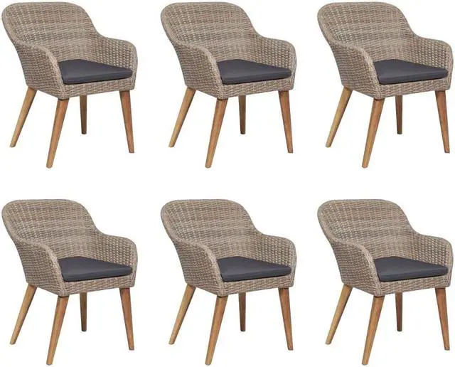 Alt view image 2 of 7 - vidaXL Patio Dining Set 7 Piece Outdoor Table and Chairs Poly Rattan Brown