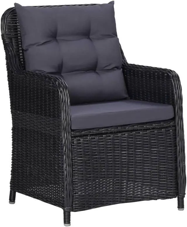 Alt view image 5 of 7 - vidaXL Patio Dining Set 3 Piece Patio Table and Chairs Conversation Set Black