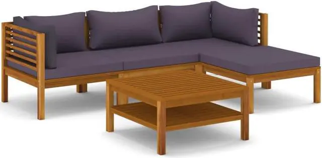 Alt view image 2 of 7 - vidaXL Patio Lounge Set Outdoor Sectional Sofa Set 5 Piece Solid Wood Acacia