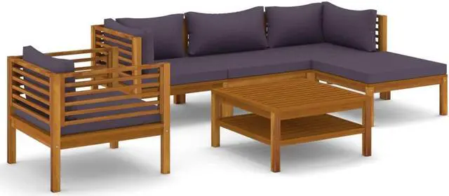 Alt view image 2 of 7 - vidaXL Patio Lounge Set Outdoor Sectional Sofa Set 6 Piece Solid Wood Acacia