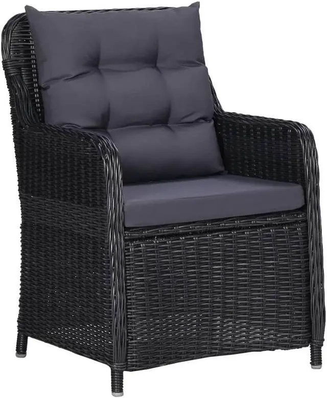 Alt view image 5 of 7 - vidaXL Patio Dining Set Outdoor Dining Set Table and Chair Set 7 Piece Black