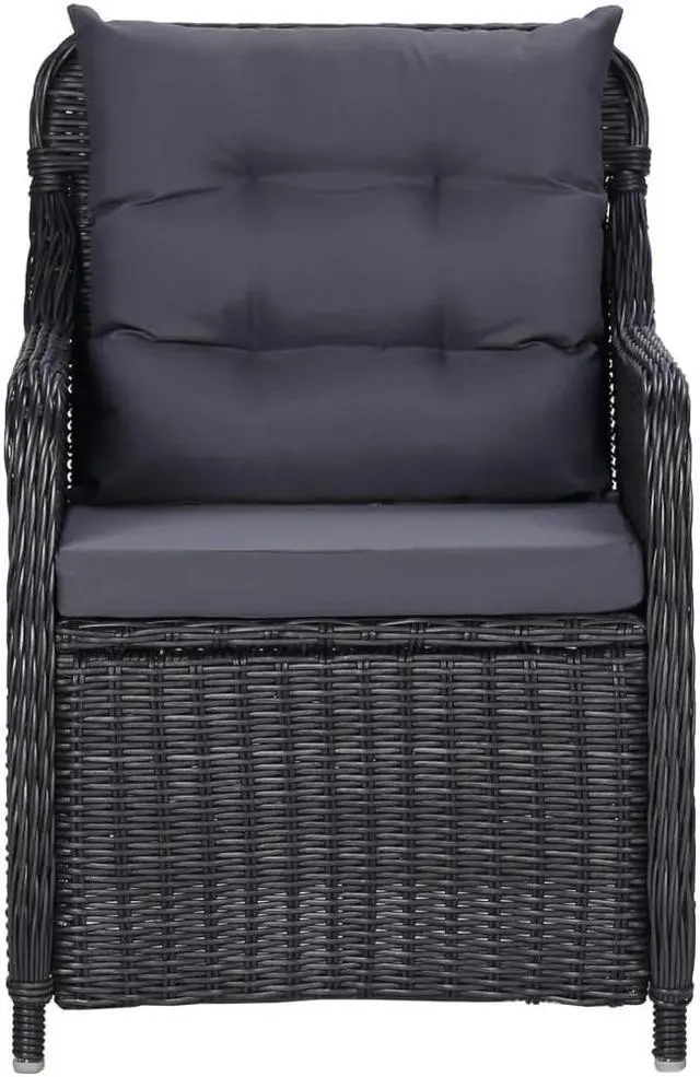 Alt view image 6 of 7 - vidaXL Patio Dining Set Outdoor Dining Set Table and Chair Set 7 Piece Black