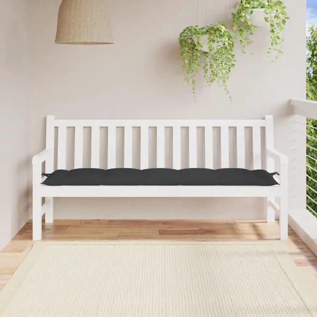 Alt view image 9 of 10 - vidaXL Bench Cushion Outdoor Water Repellent Bench Cushion Black Oxford Fabric