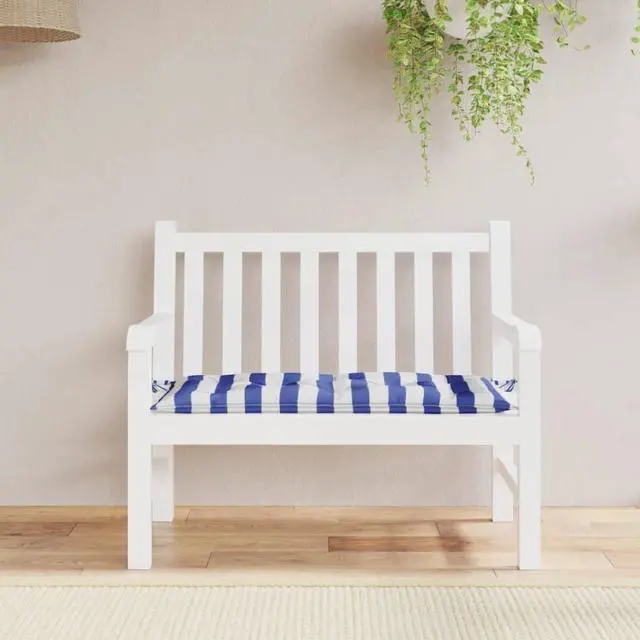 Main image of vidaXL Bench Cushion Water Repellent Seat Pad Blue&White Stripe Oxford Fabric