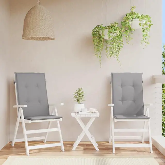 Alt view image 17 of 17 - vidaXL Chair Cushion 2 Pcs Outdoor Garden High Back Chair Cushion Gray Fabric