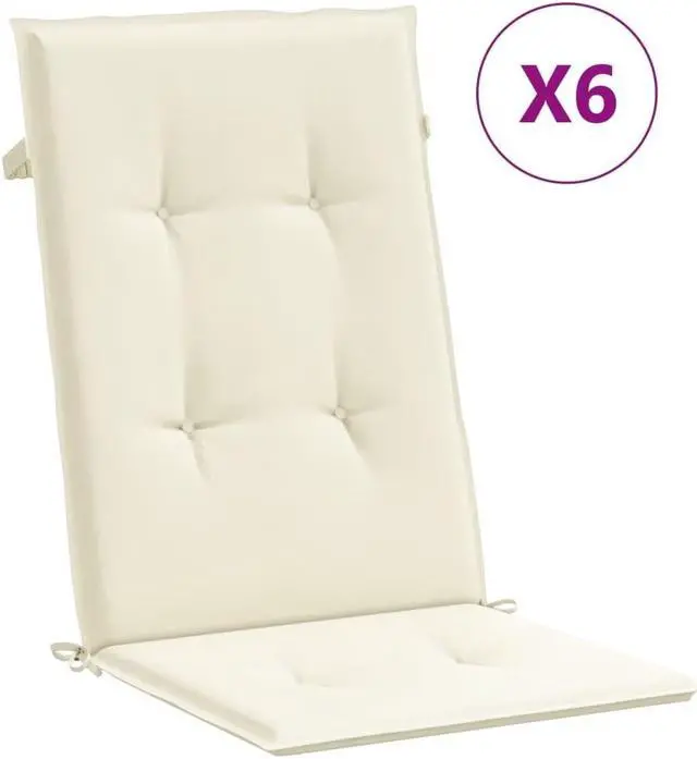 Alt view image 14 of 16 - vidaXL Chair Cushion 6 Pcs Outdoor Garden High Back Chair Cushion Cream Fabric