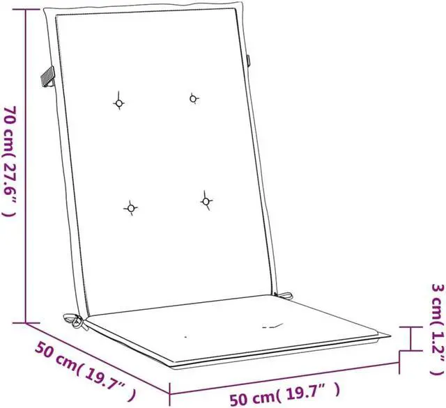 Alt view image 16 of 16 - vidaXL Chair Cushion 6 Pcs Outdoor Garden High Back Chair Cushion Cream Fabric