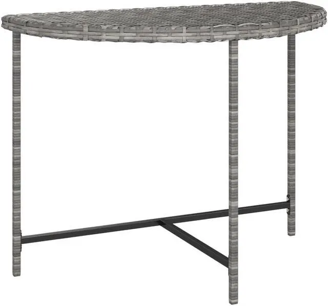 Alt view image 12 of 17 - vidaXL Patio Table Gray 39.4"x19.7"x29.5" Poly Rattan