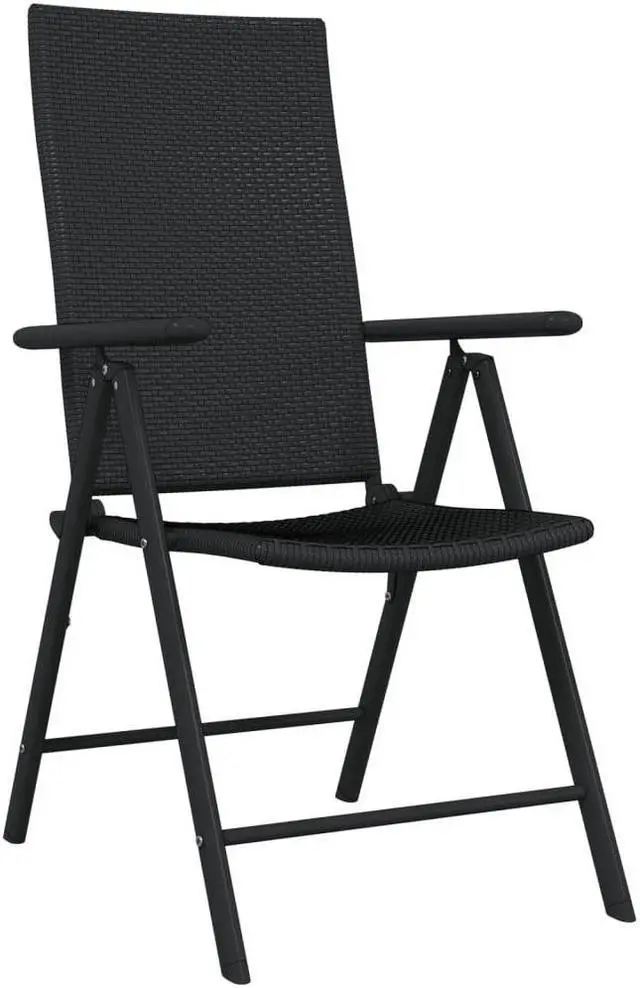 Alt view image 3 of 6 - vidaXL Patio Dining Set 3 Piece Black Garden Outdoor Table and Chair Furniture