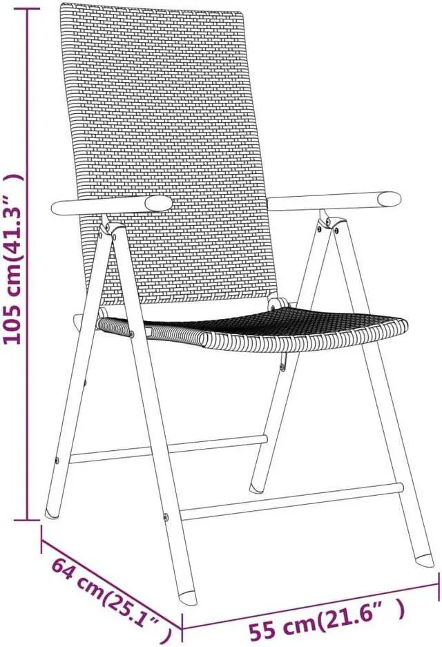 Alt view image 4 of 6 - vidaXL Patio Dining Set 3 Piece Black Garden Outdoor Table and Chair Furniture