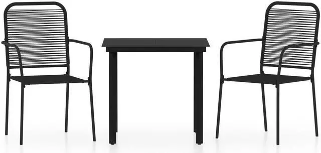 Alt view image 2 of 6 - vidaXL Patio Dining Set Outdoor Dining Set Table and Chair Set 3 Piece Black