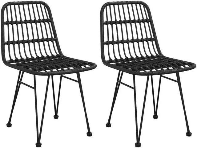 Alt view image 3 of 7 - vidaXL Patio Dining Set Outdoor Furniture Conversation 3 Piece Black Poly Rattan