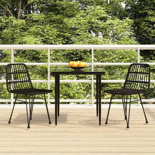Main image of vidaXL Patio Dining Set Outdoor Furniture Conversation 3 Piece Black Poly Rattan