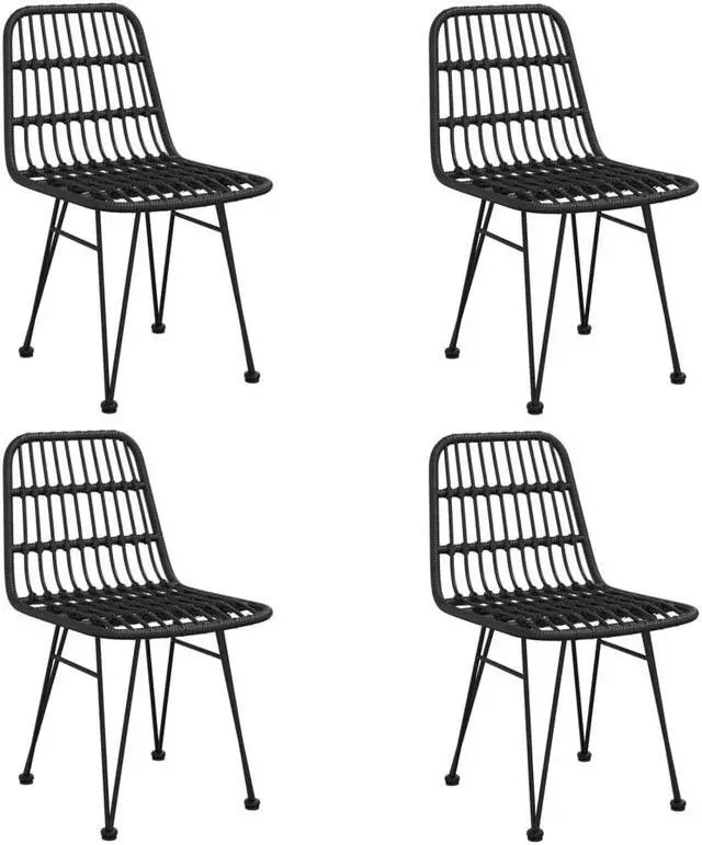 Alt view image 3 of 6 - vidaXL Patio Dining Set Outdoor Furniture Conversation 5 Piece Black Poly Rattan