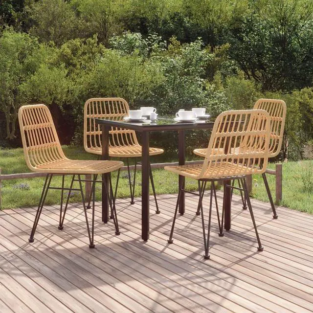 Main image of vidaXL Patio Dining Set Outdoor Furniture Conversation 5 Piece Poly Rattan