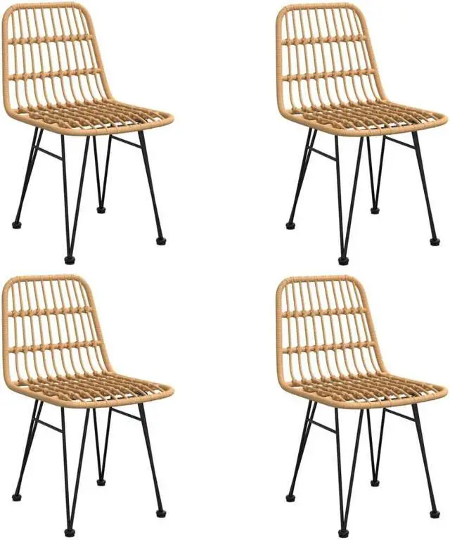 Alt view image 3 of 6 - vidaXL Patio Dining Set Outdoor Furniture Conversation 5 Piece Poly Rattan