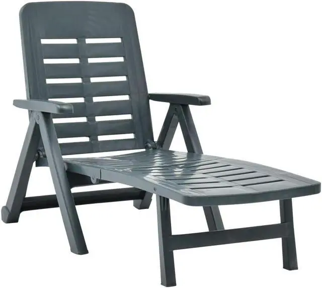 Alt view image 7 of 7 - vidaXL Deckchair Patio Lounge Chair Folding Sunlounger Sunbed Plastic Green
