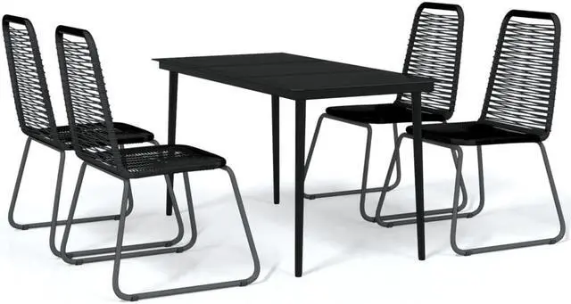 Alt view image 2 of 6 - vidaXL Patio Dining Set 5 Piece Black Garden Outdoor Table and Chair Furniture
