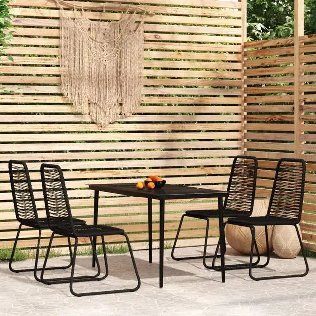Main image of vidaXL Patio Dining Set 5 Piece Black Garden Outdoor Table and Chair Furniture